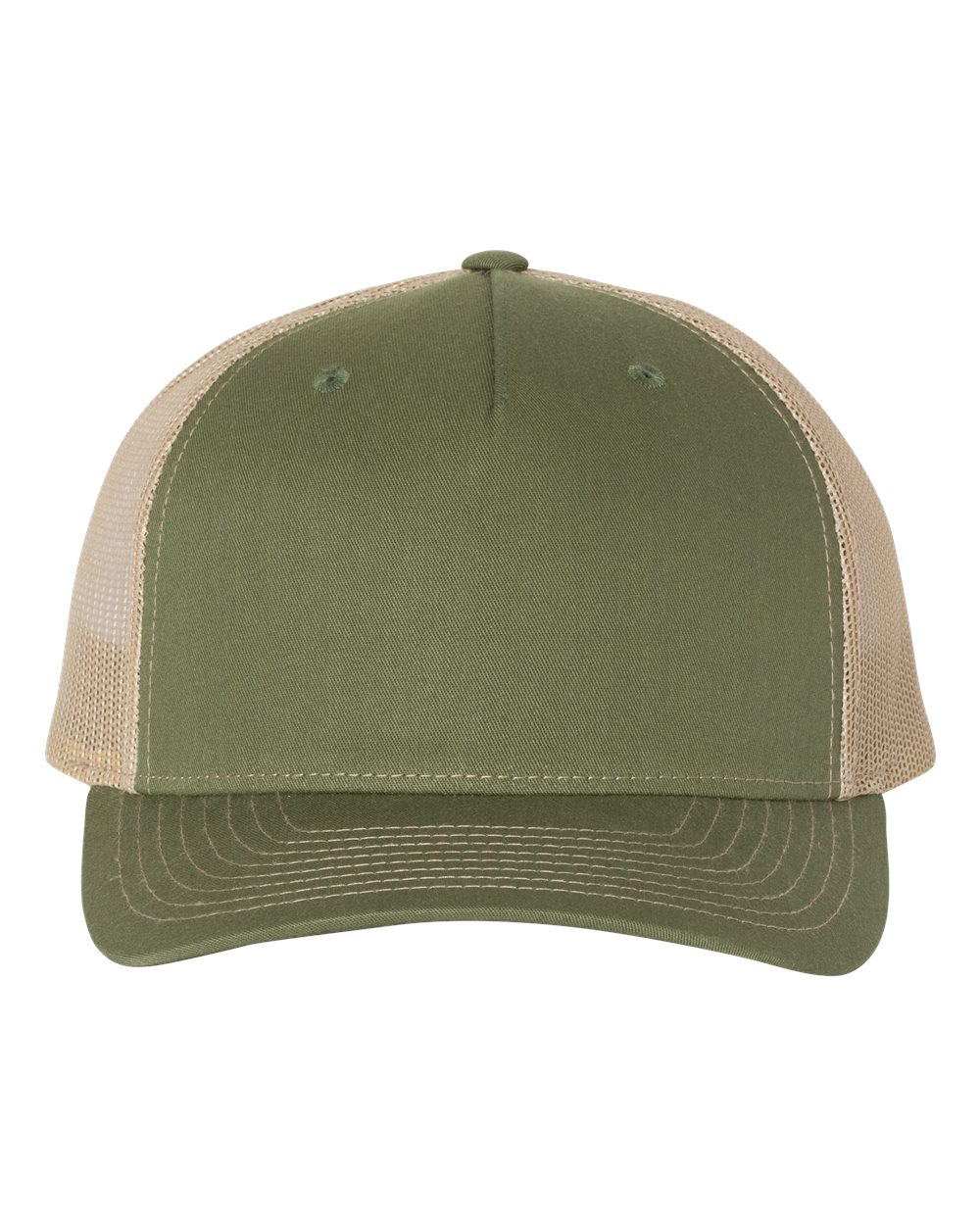 Richardson Five-Panel Trucker Cap - 112FP Army Olive Green- Tan
