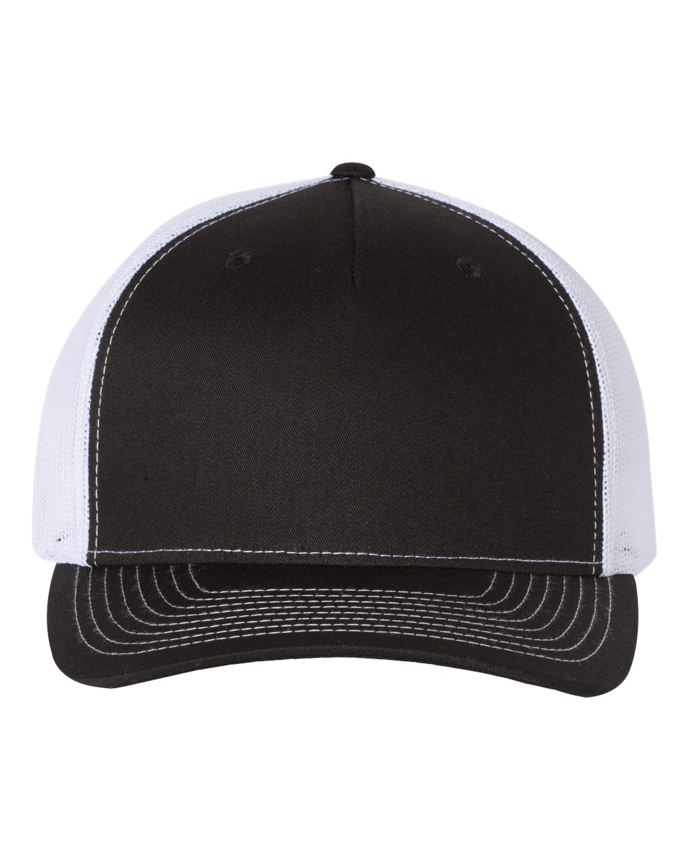 Richardson Five-Panel Trucker Cap - 112FP Black- White