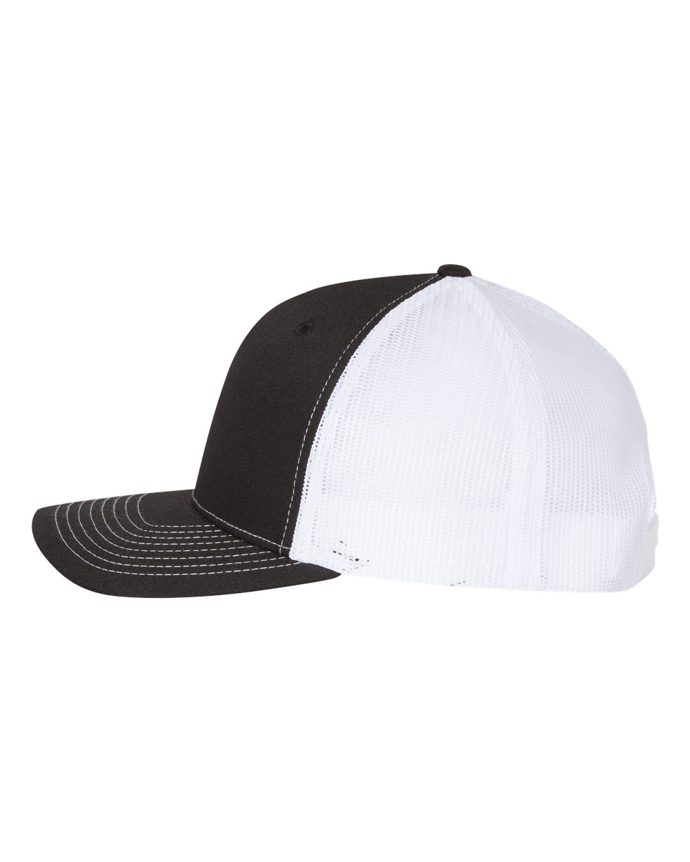 Richardson Five-Panel Trucker Cap - 112FP Black- White