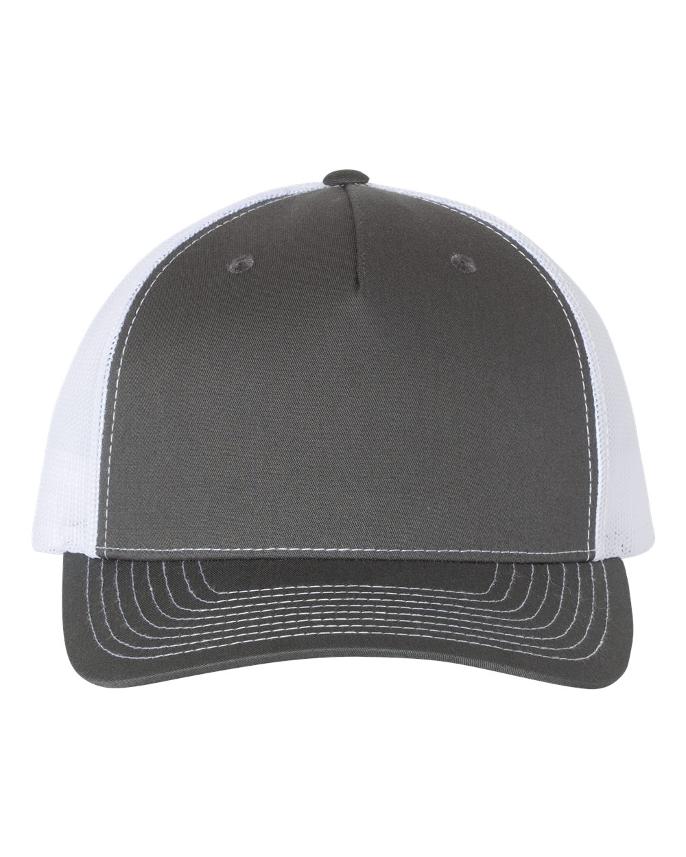 Richardson Five-Panel Trucker Cap - 112FP Charcoal- White