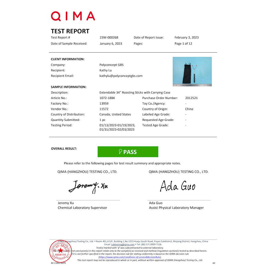 Extendable 34" Roasting Sticks with Carrying Case - 1072-18 Black