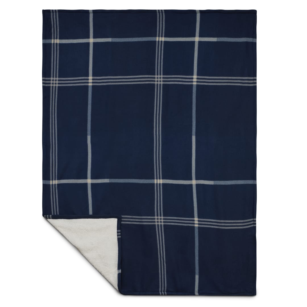 Plaid Fleece Sherpa Blanket - 1080-72 Blue