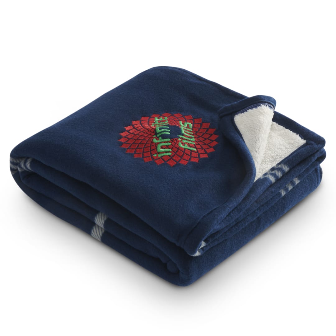 Plaid Fleece Sherpa Blanket - 1080-72 Blue