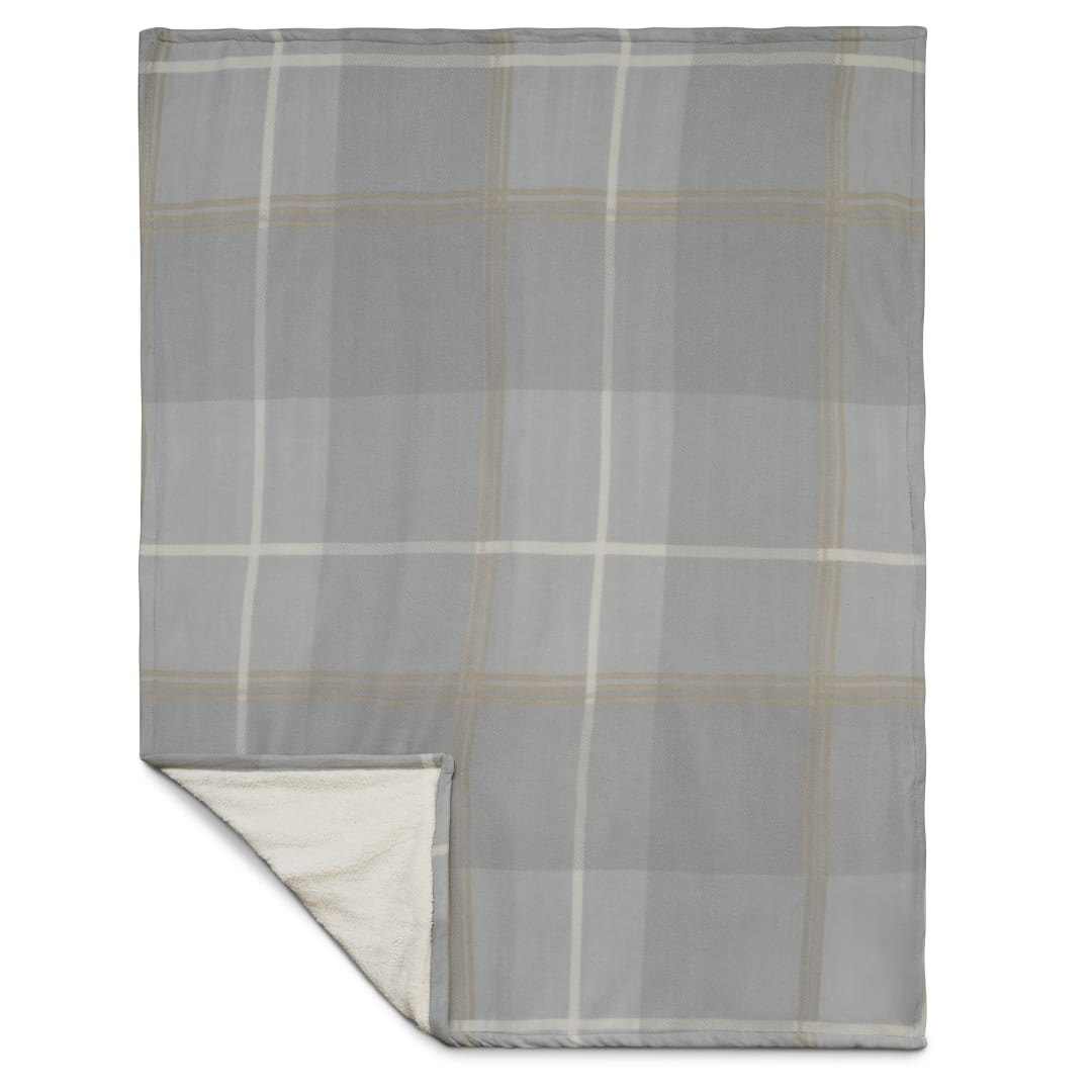 Plaid Fleece Sherpa Blanket - 1080-72 Gray