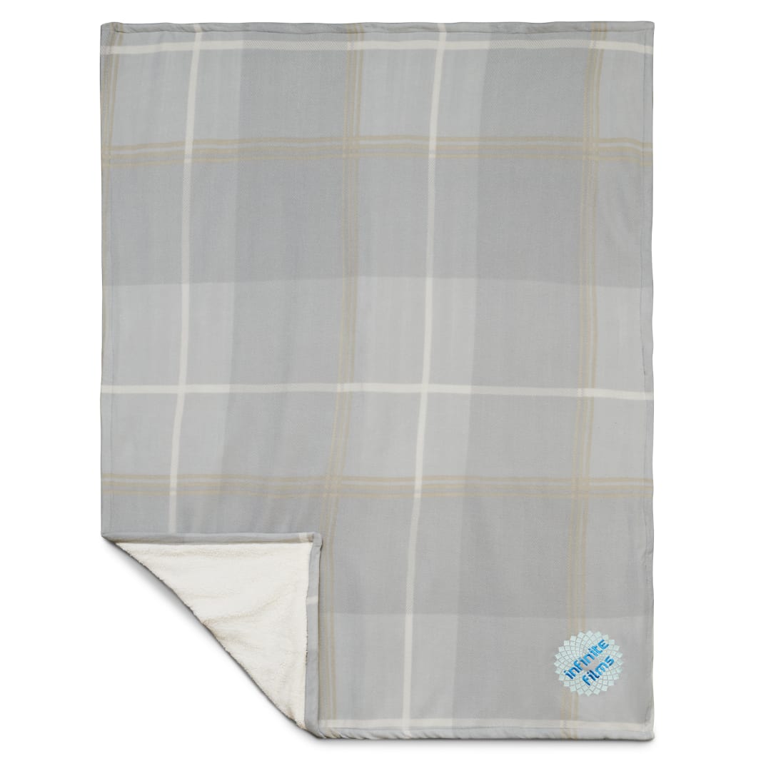 Plaid Fleece Sherpa Blanket - 1080-72 Gray
