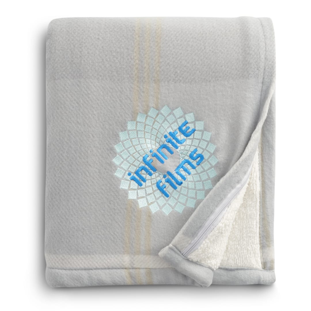 Plaid Fleece Sherpa Blanket - 1080-72 Gray