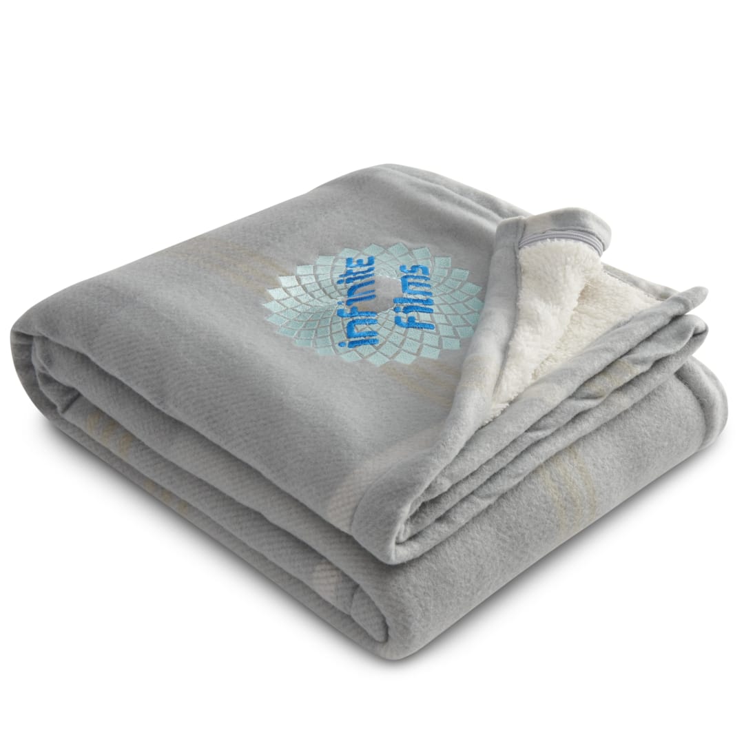 Plaid Fleece Sherpa Blanket - 1080-72 Gray