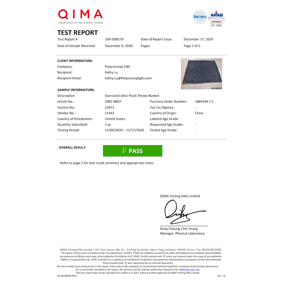 Oversized Ultra Plush Throw Blanket - 1081-08 Gray