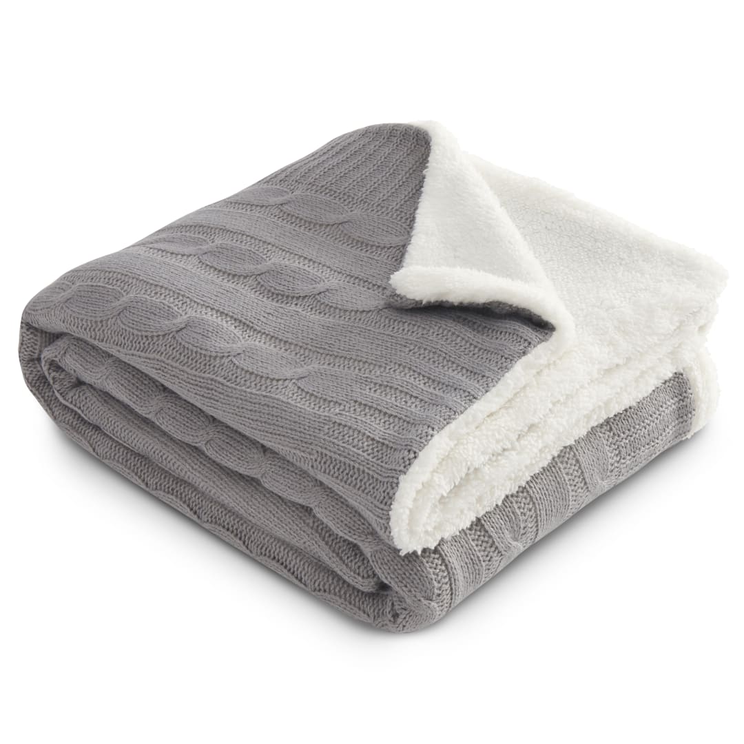 Field & Co. Field & Co.® Cable Knit Sherpa Blanket - 1081-11 Gray