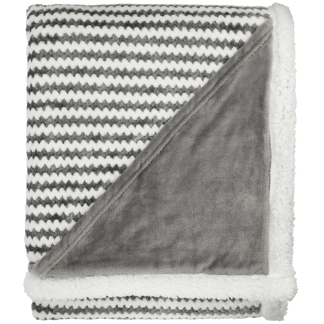 Field & Co. Field & Co.® Chevron Striped Sherpa Blanket - 1081-12 Gray