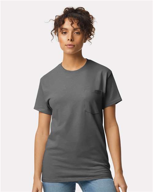 Gildan Unisex Ultra Cotton® Pocket T-Shirt - 2300 Charcoal