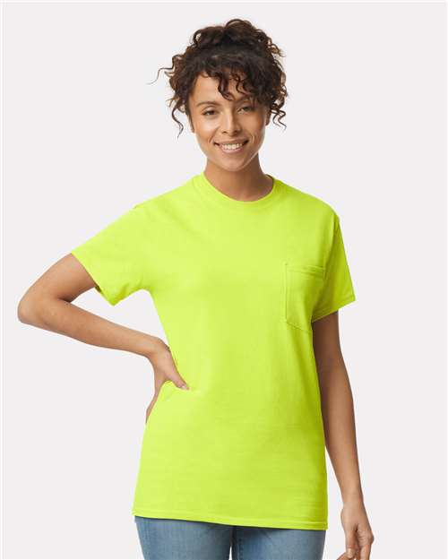 Gildan Unisex Ultra Cotton® Pocket T-Shirt - 2300 Safety Green