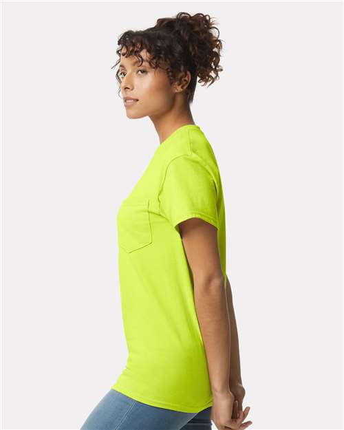 Gildan Unisex Ultra Cotton® Pocket T-Shirt - 2300 Safety Green
