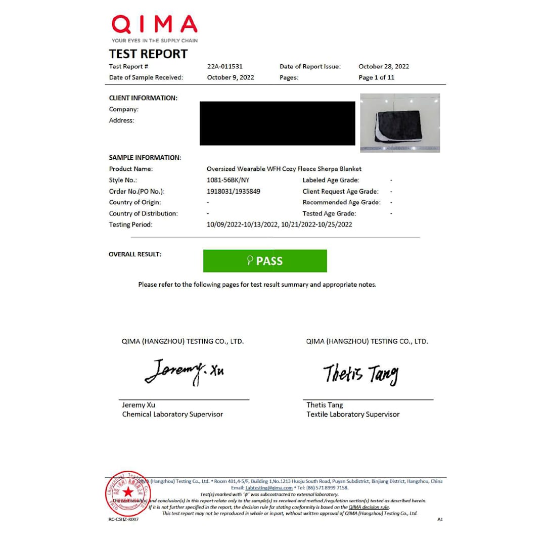 Oversized Wearable WFH Cozy Fleece Sherpa Blanket - 1081-56 Black