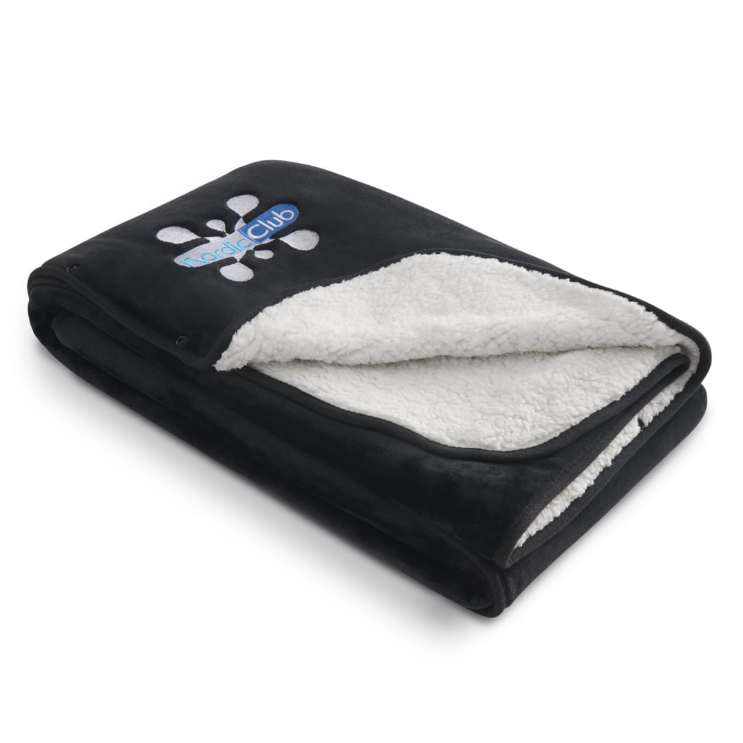 Oversized Wearable WFH Cozy Fleece Sherpa Blanket - 1081-56 Black