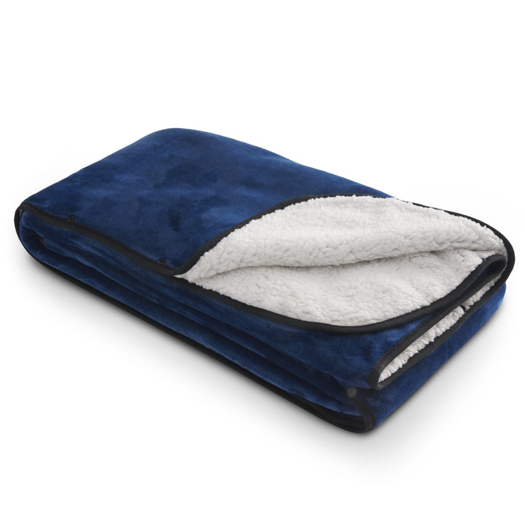 Oversized Wearable WFH Cozy Fleece Sherpa Blanket - 1081-56 Blue