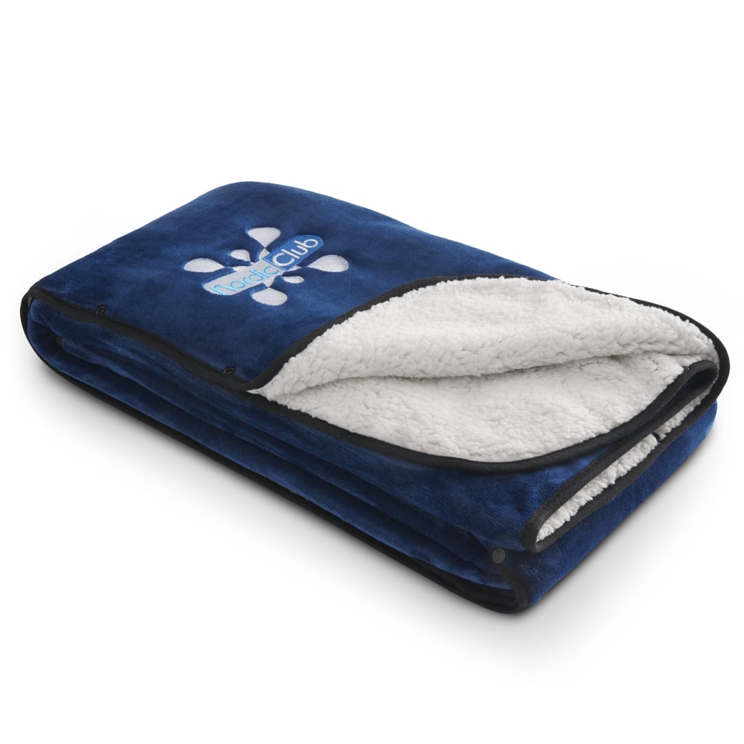 Oversized Wearable WFH Cozy Fleece Sherpa Blanket - 1081-56 Blue