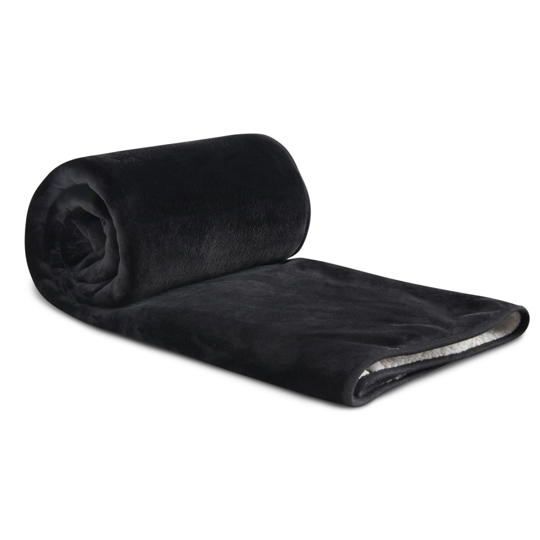 Oversized Wearable WFH Cozy Fleece Sherpa Blanket - 1081-56 Black