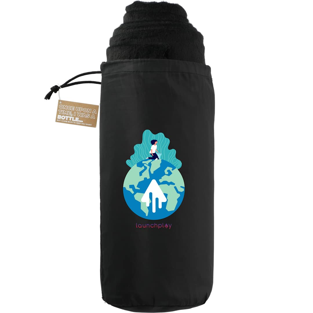 100% Recycled PET Fleece Blanket with RPET Pouch - 1081-57 Black