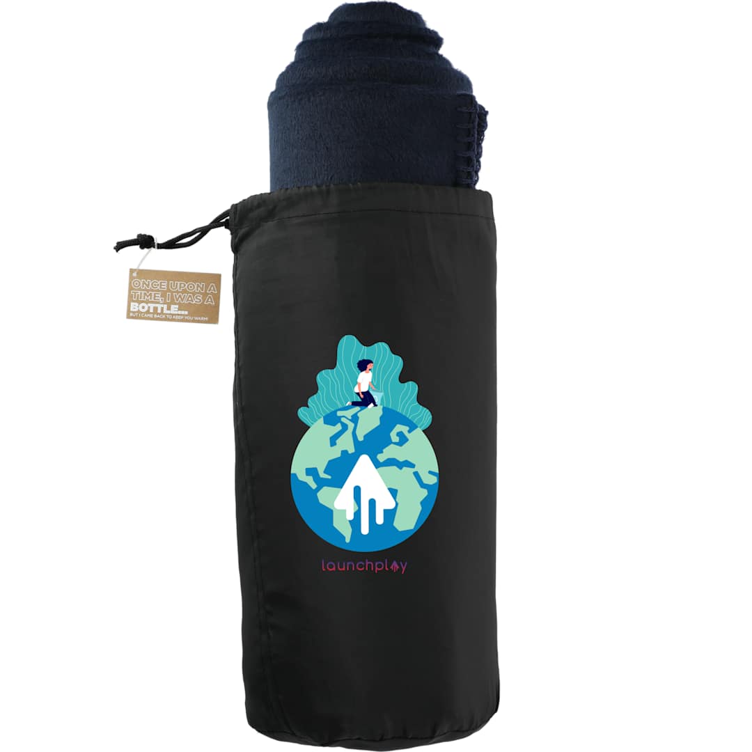 100% Recycled PET Fleece Blanket with RPET Pouch - 1081-57 Blue