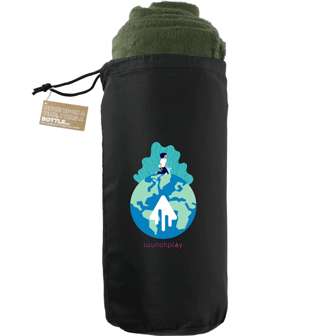 100% Recycled PET Fleece Blanket with RPET Pouch - 1081-57 Green