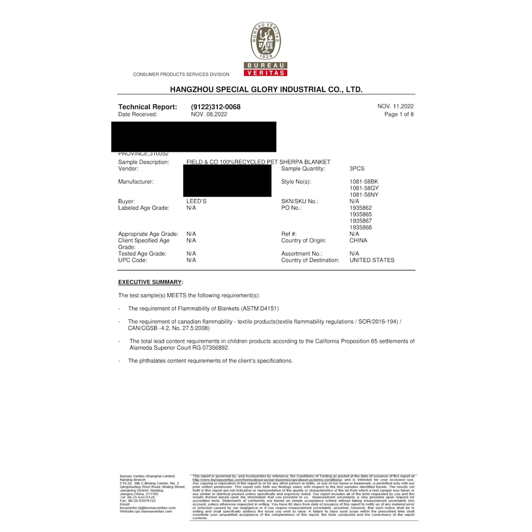 Field & Co. Field & Co. 100% Recycled PET Sherpa Blanket - 1081-58 Black