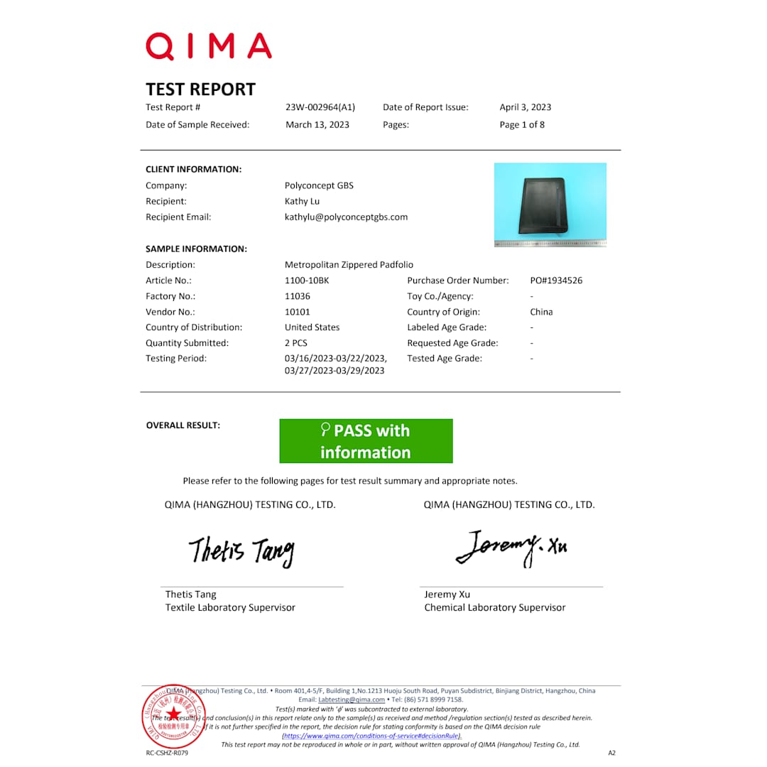 Metropolitan FSC&#174; Mix Metropolitan Zippered Padfolio - 1100-10 Black