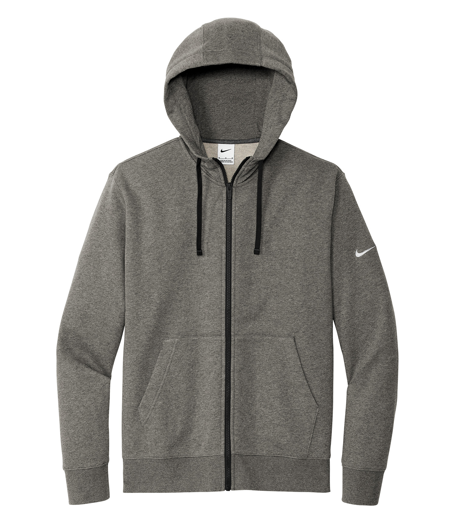 Nike NIKE CHANDAIL À CAPUCHON À GLISSIÈRE MOLLETON CLUB AVEC SWOOSH À LA MANCHE - DR1513 Charcoal Heather