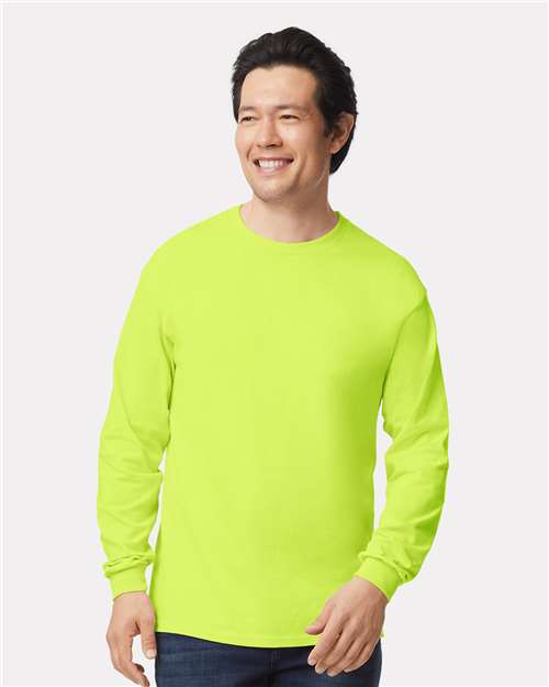 Gildan Unisex Ultra Cotton® Long Sleeve T-Shirt - 2400 Safety Green