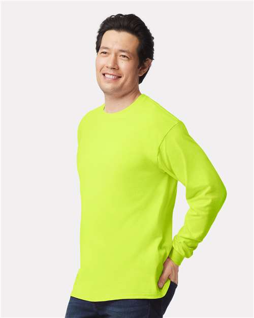 Gildan Unisex Ultra Cotton® Long Sleeve T-Shirt - 2400 Safety Green