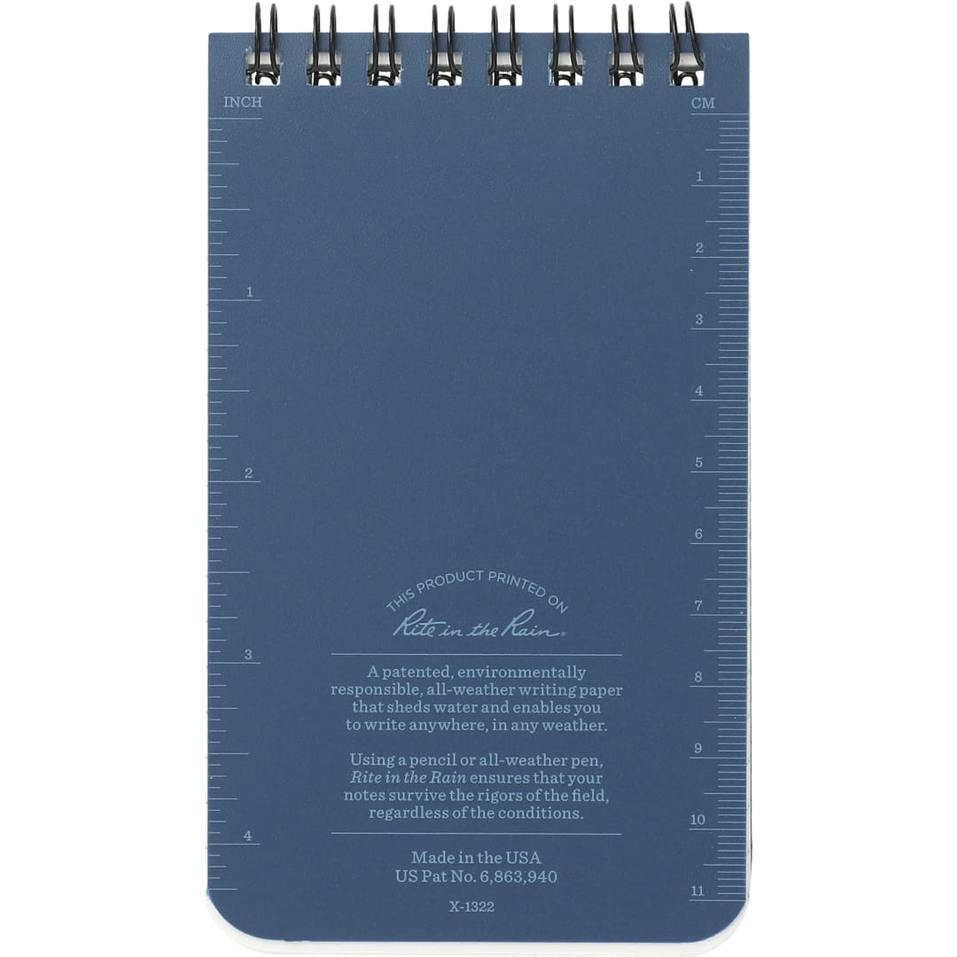 Rite in the Rain 3” x 5” Rite in the Rain Top Spiral Notebook - 0913-01 Blue