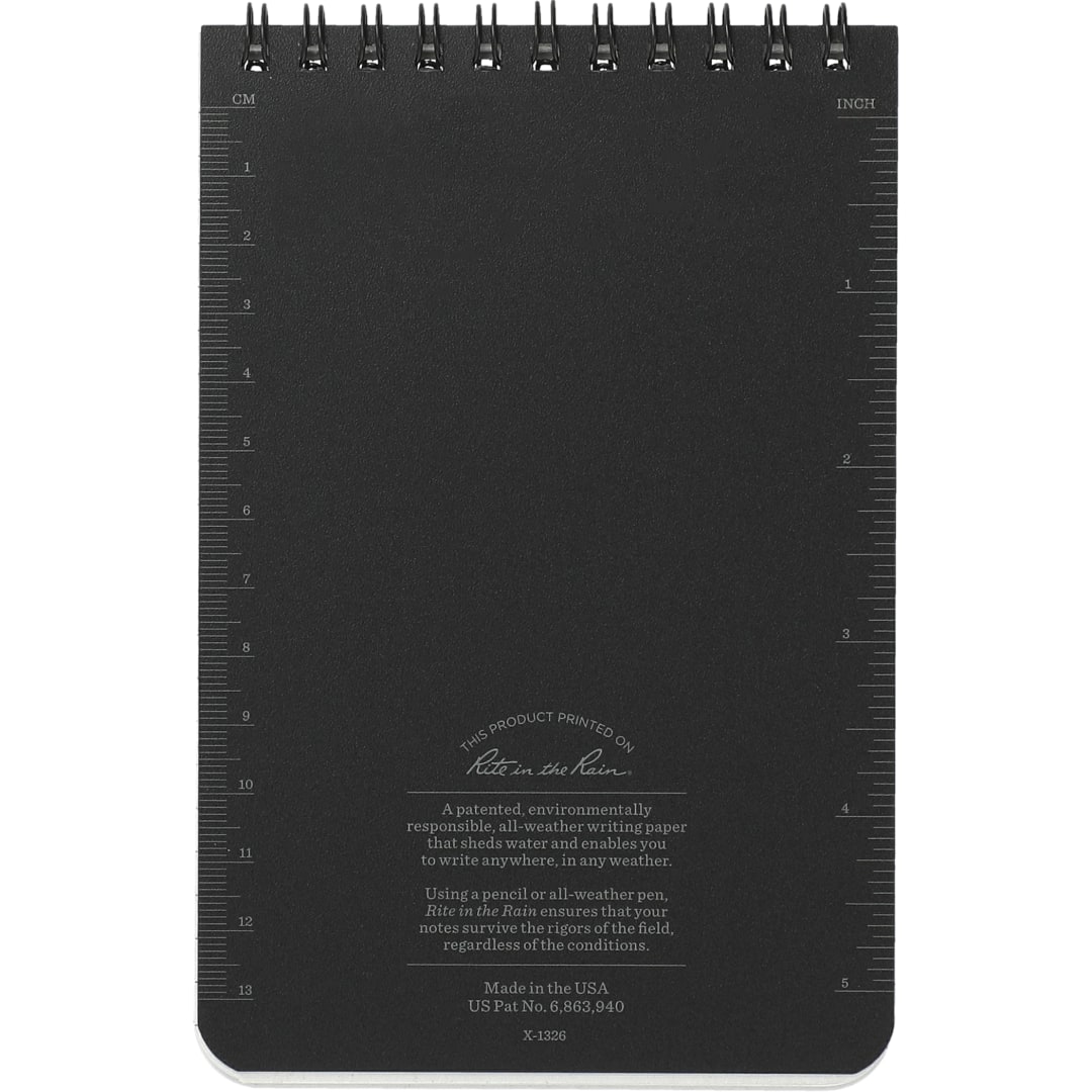 Rite in the Rain 4” x 6” Rite in the Rain Top Spiral Notebook - 0913-02 Black