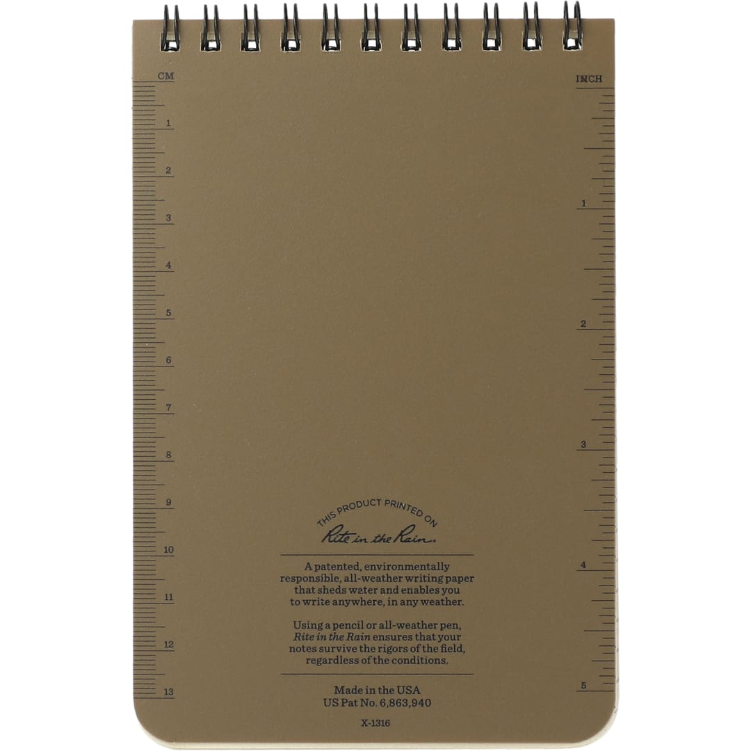 Rite in the Rain 4” x 6” Rite in the Rain Top Spiral Notebook - 0913-02 Tan