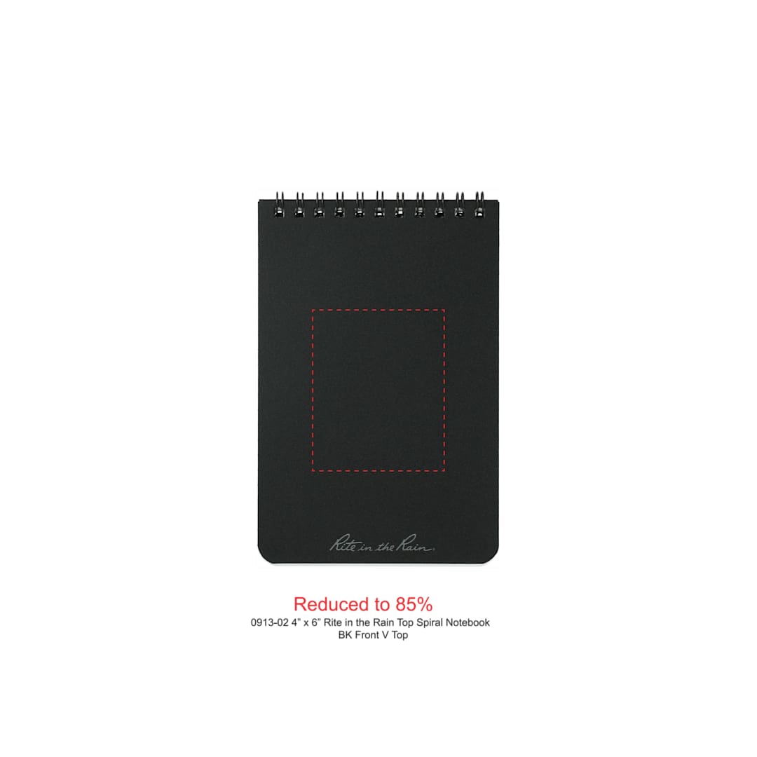 Rite in the Rain 4” x 6” Rite in the Rain Top Spiral Notebook - 0913-02 Black