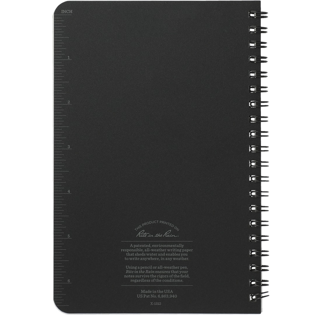 Rite in the Rain 4.6” x 7” Rite in the Rain Side Spiral Notebook - 0913-03 Black
