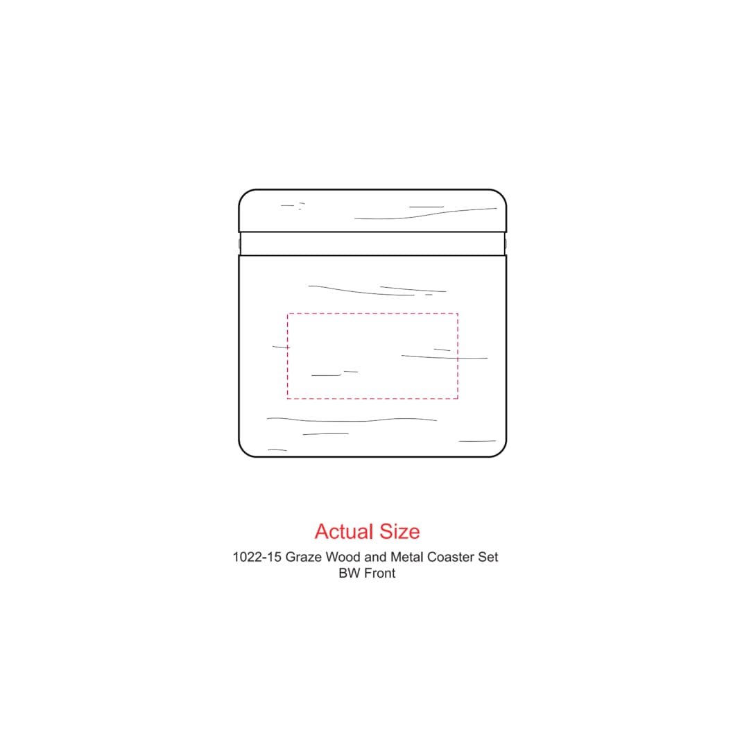 Graze Wood and Metal Coaster Set - 1022-15 Brown