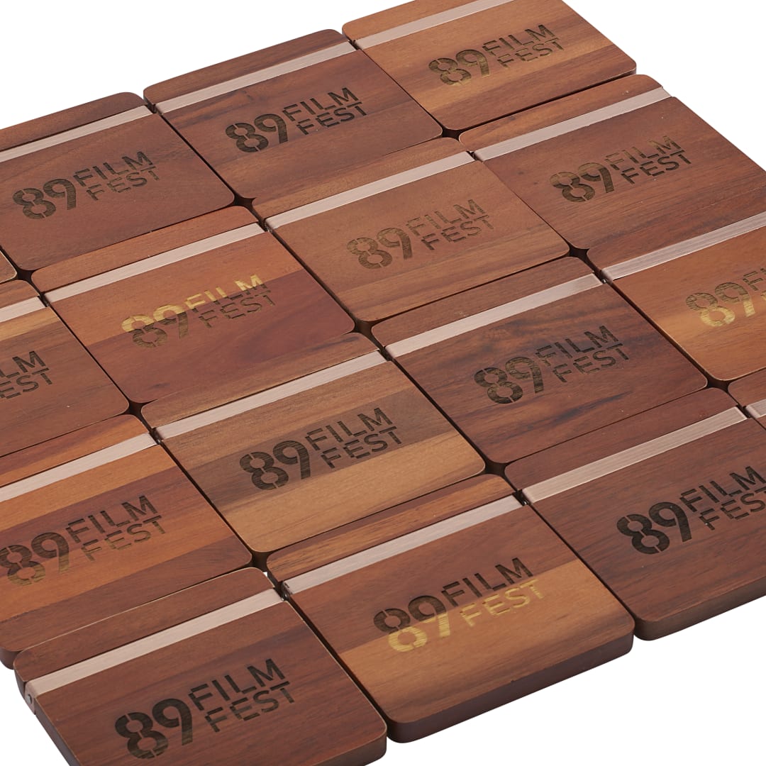 Graze Wood and Metal Coaster Set - 1022-15 Brown