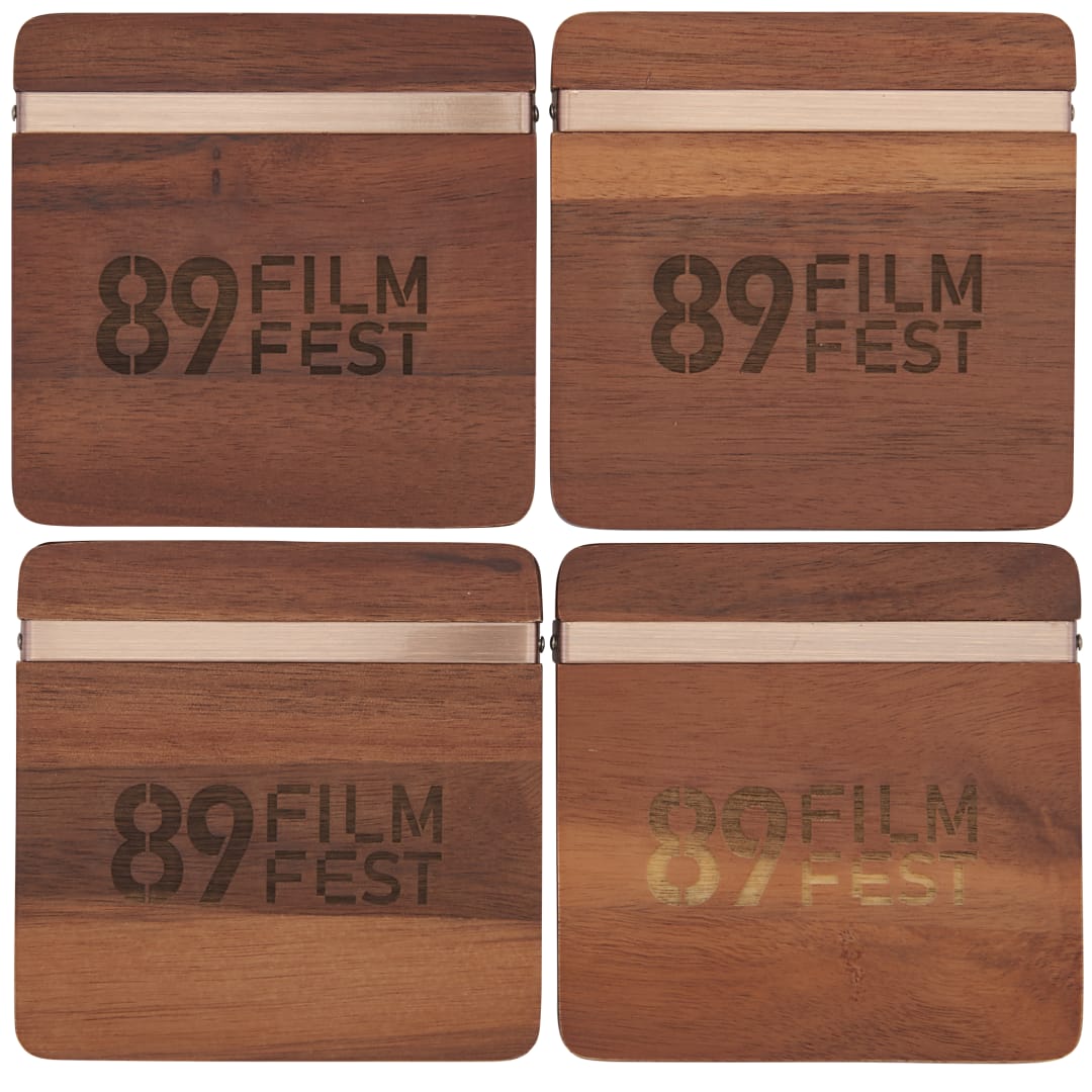 Graze Wood and Metal Coaster Set - 1022-15 Brown