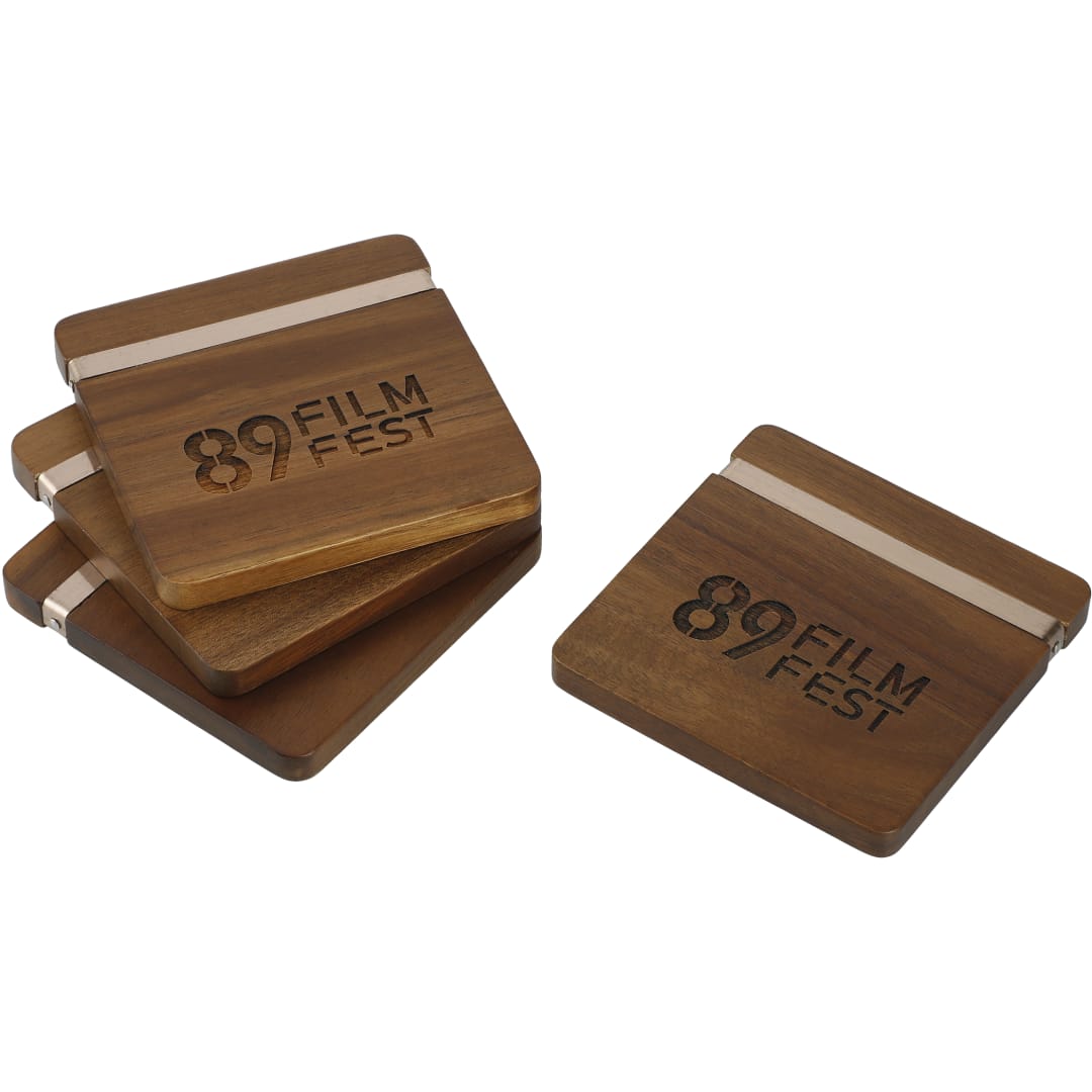  Graze Wood and Metal Coaster Set - 1022-15