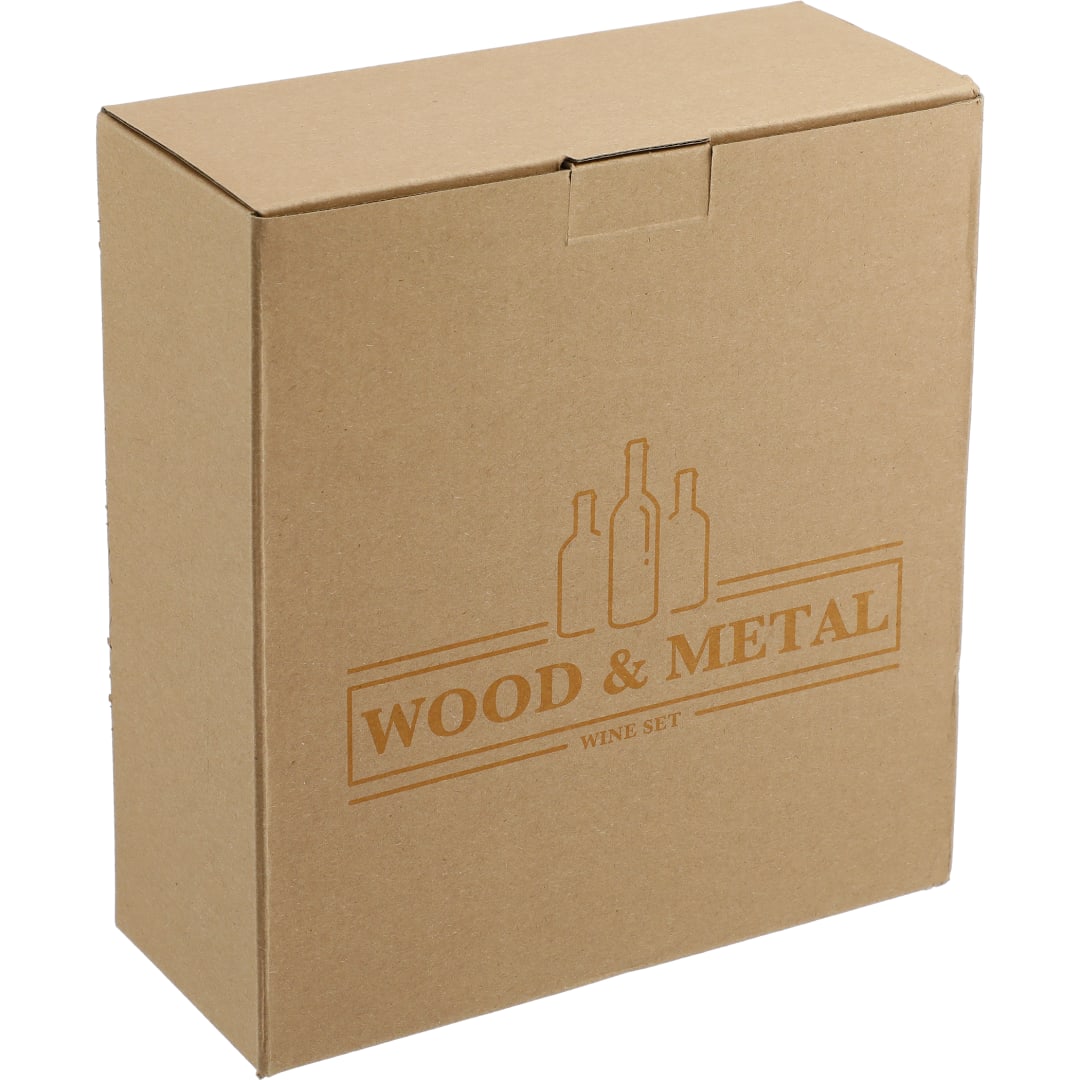 Graze Wood and Metal Wine Set - 1022-17 Brown