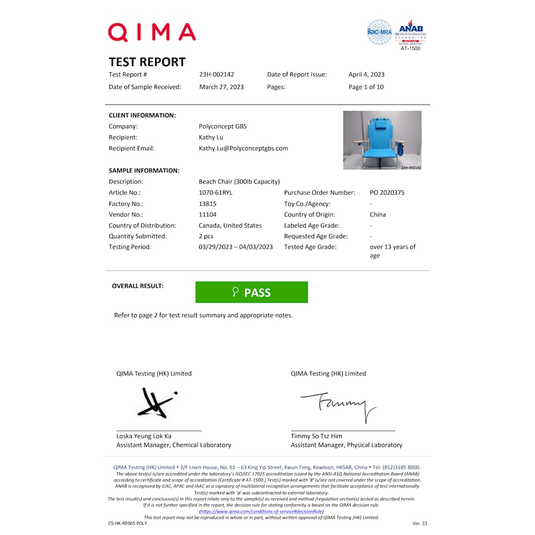 Beach Chair (300lb Capacity) - 1070-61 Blue