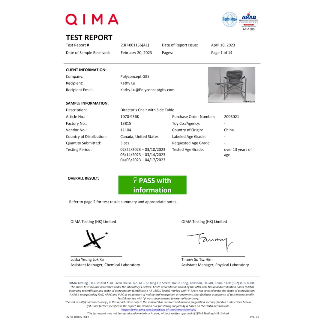 Director's Chair with Side Table - 1070-93 Black