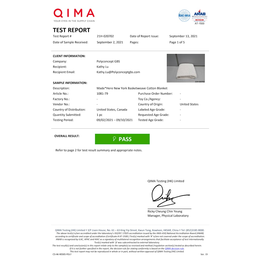 MADE* HERE NEW YORK Made*Here New York Basketweave Cotton Blanket - 1081-79 Natural