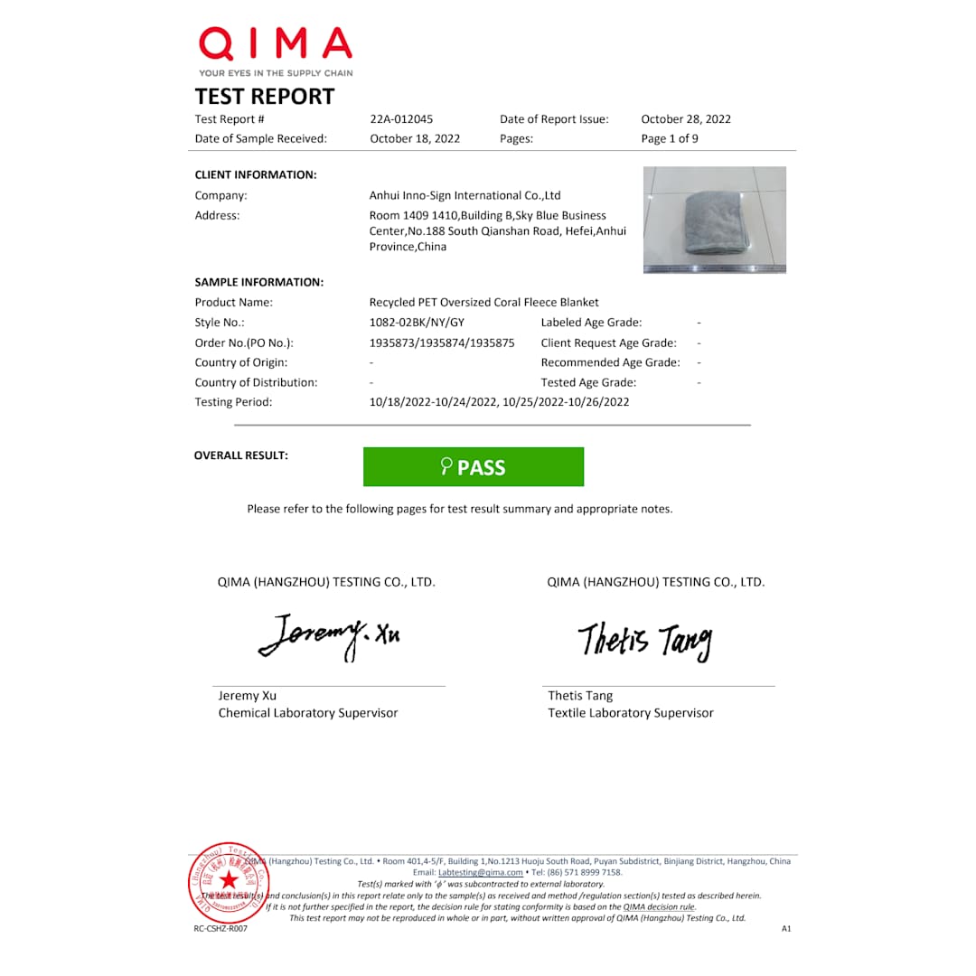 Recycled PET Oversized Coral Fleece Blanket - 1082-02 Blue