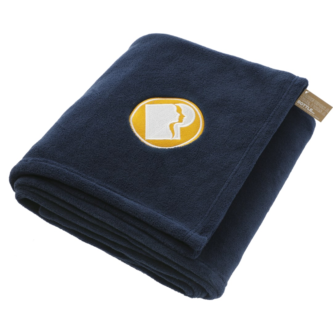 Recycled PET Oversized Coral Fleece Blanket - 1082-02 Blue