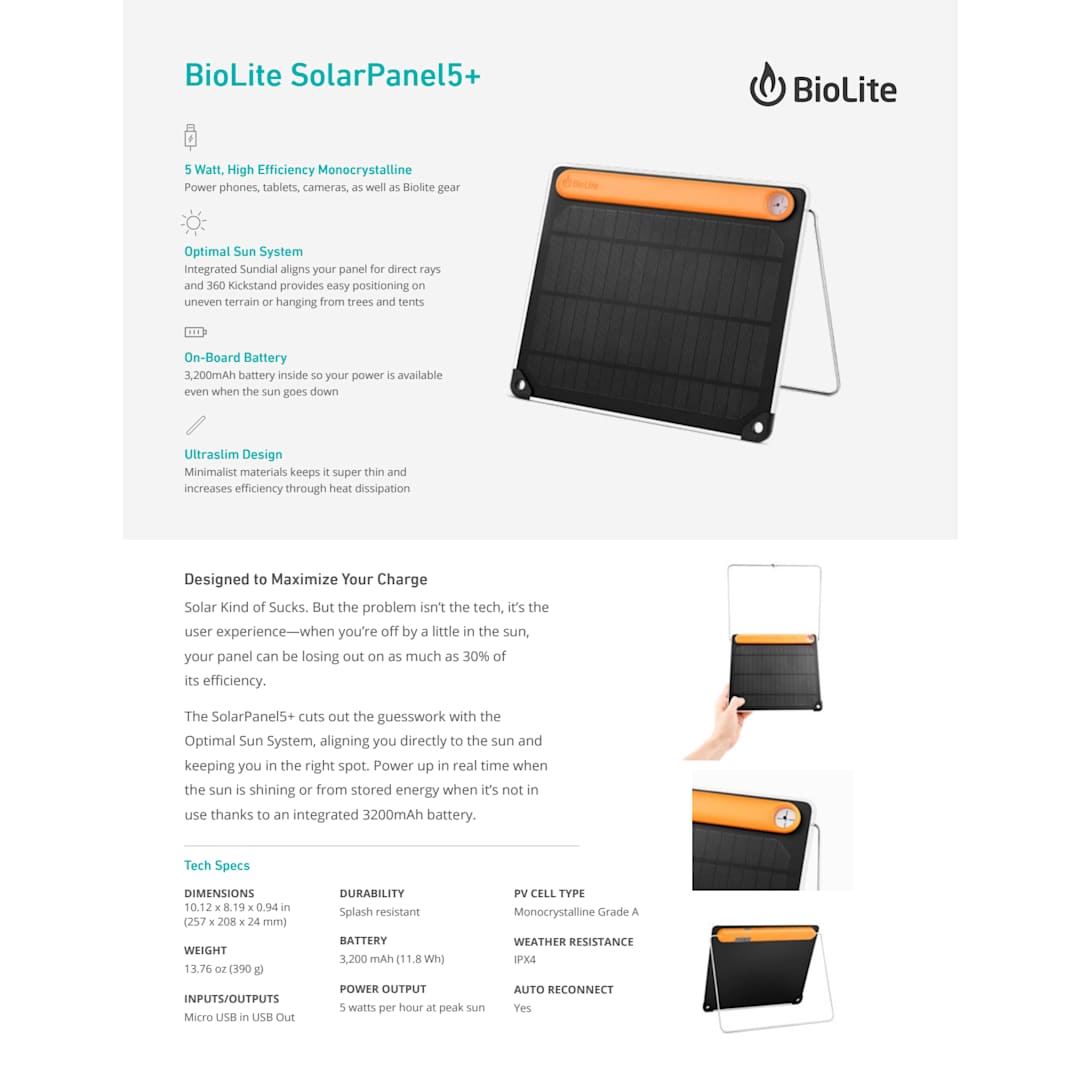 BioLite BioLite SolarPanel 5+ - 1095-04 Orange