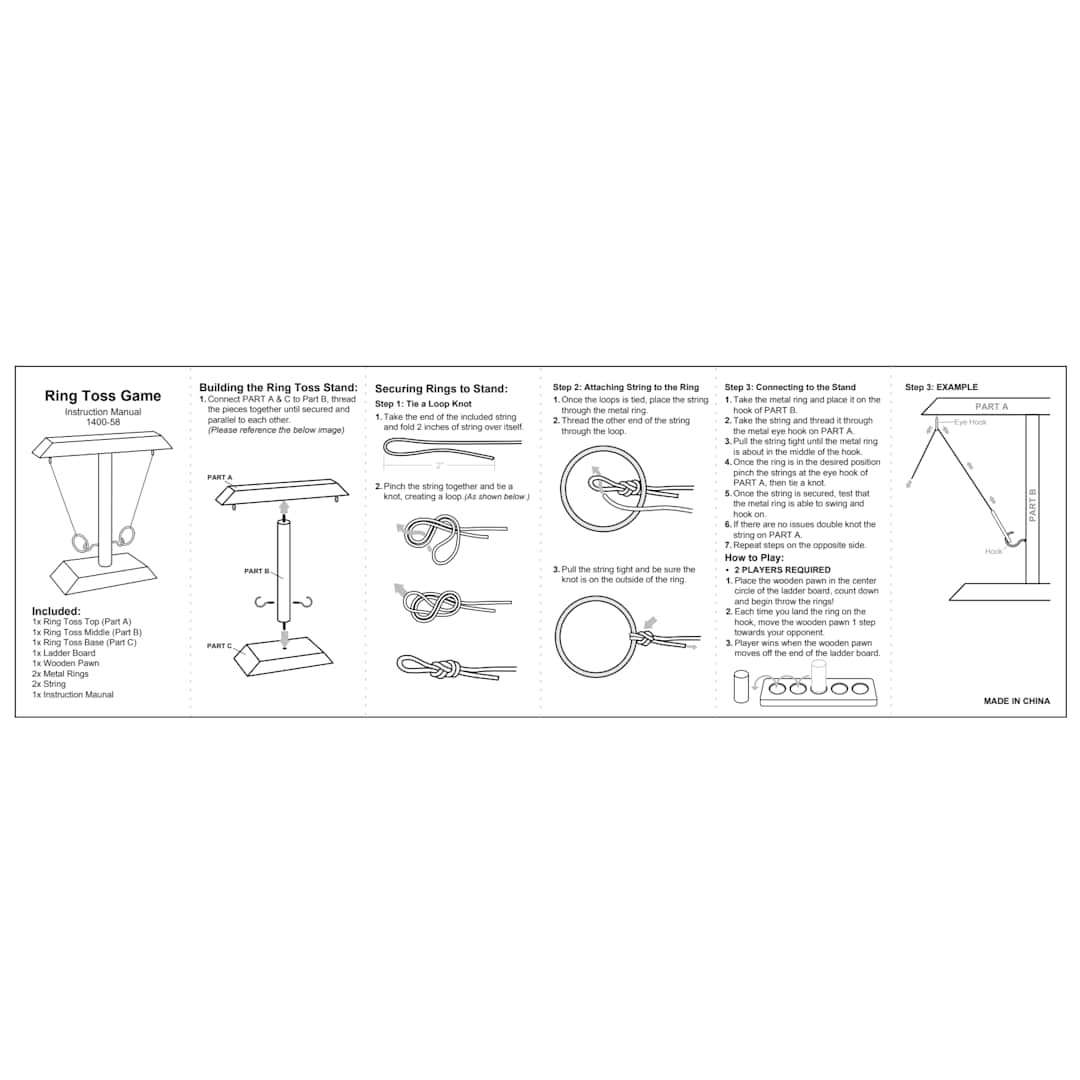 Wooden Ring Toss Game - 1400-58 Brown