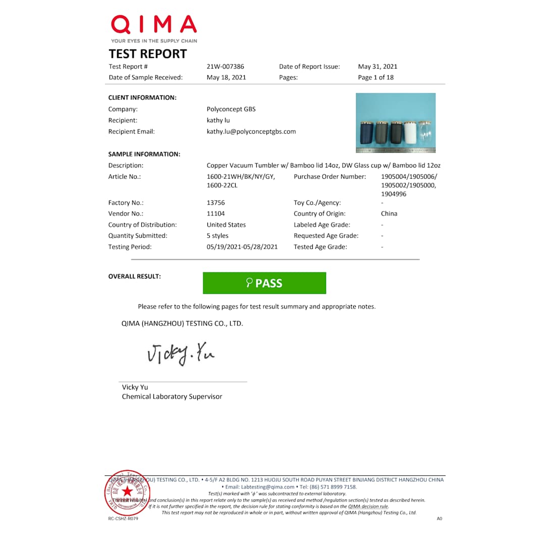 FSC&#174; 100% Bamboo lid 14oz Brees Copper Vac Tumbler - 1600-21 Gray