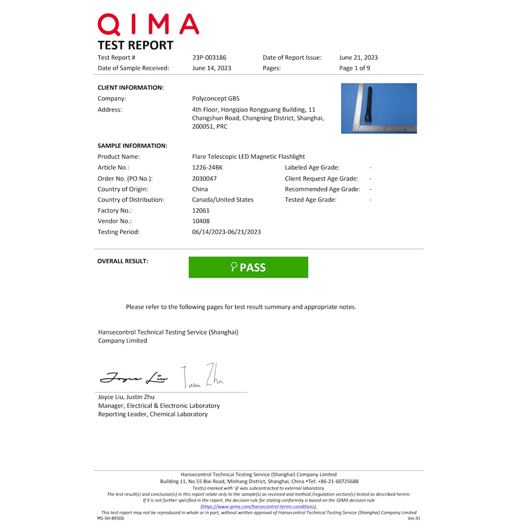 Flare Telescopic LED Magnetic Flashlight - 1226-24 Black