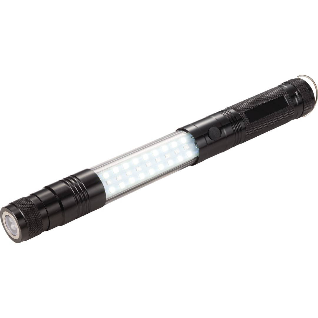 Telescopic Magnetic COB LED Flashlight w/Sidelight - 1226-33 Black